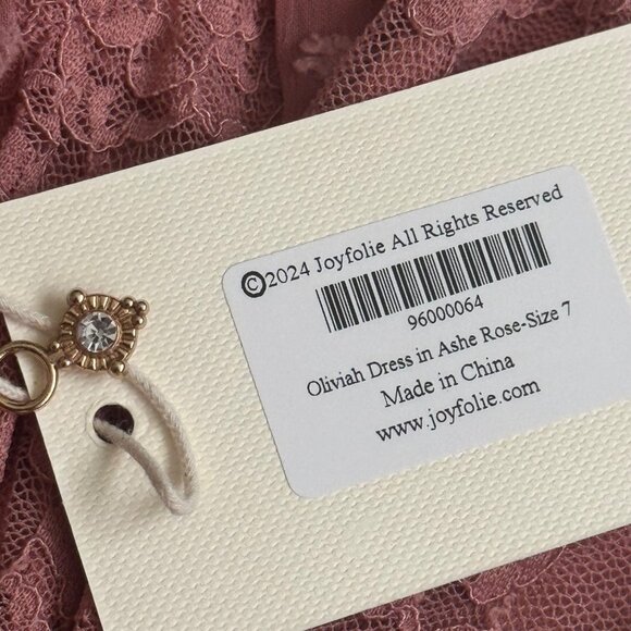 Joyfolie Oliviah Ashe Rose Dress W/ Lace & Polka Dots Handkerchief Hem Sz 7 - Picture 3 of 16